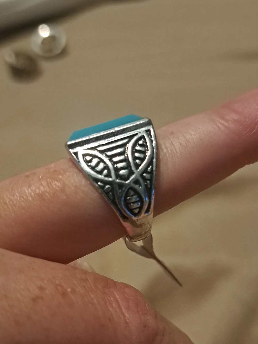 Turquoise Square Stone Signet Ring